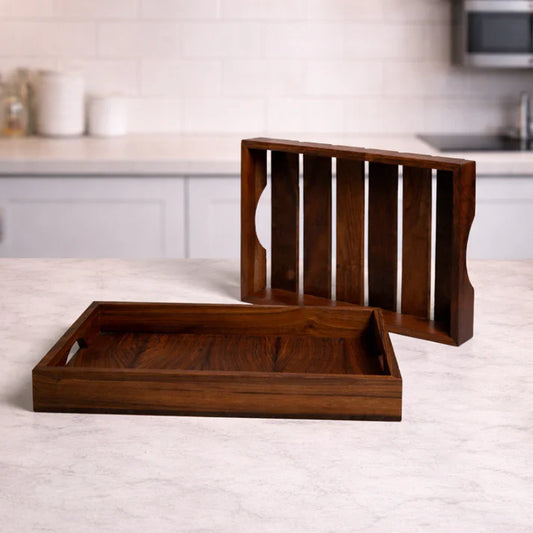 Eco-Friendly Wooden Serving Tray – Rectangular Bamboo Kitchen Platter