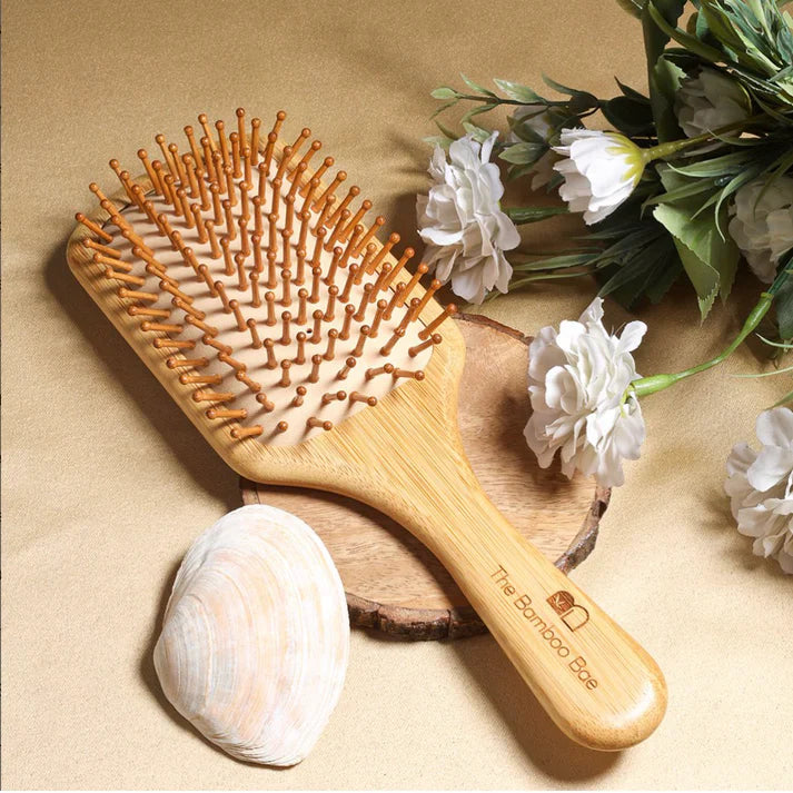 Bamboo Wooden Hair Brush – Natural Paddle Hair Brush with Bamboo Bristles | Styling Brush for Women & Men