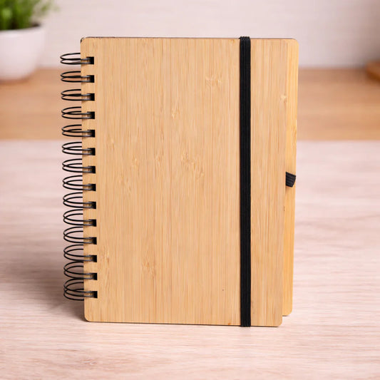 Bamboo Diary with Elastic Band | Eco-Friendly A5 Spiral Notebook