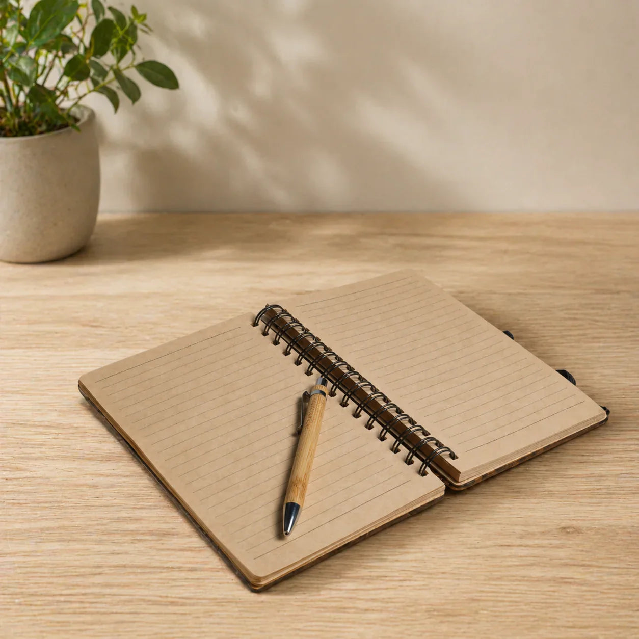 Bamboo Diary with Elastic Band | Eco-Friendly A5 Spiral Notebook