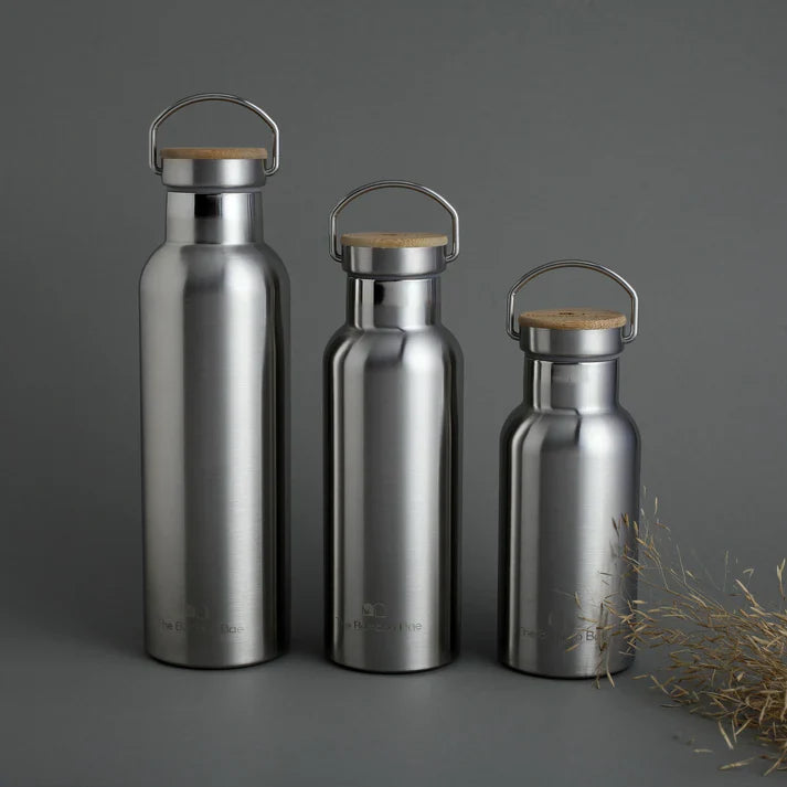 Bamboo Lid Thermos Bottle – Double Wall 304 Stainless Steel