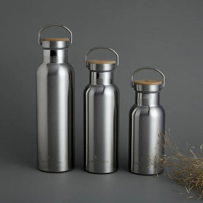 Bamboo Lid Thermos Bottle – Double Wall 304 Stainless Steel